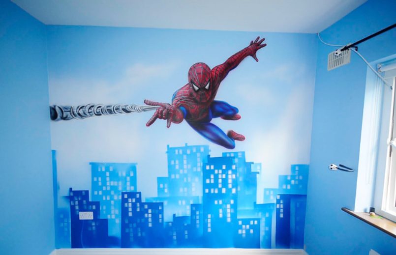 Tranh dán tường cho phòng ngủ bé trai hình siêu anh hùng